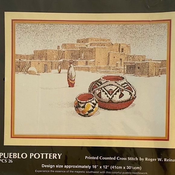 PUEBLO Pottery Printed Counted Cross Stitch Kit by Roger W Reinardy. New Sealed - Picture 3 of 4